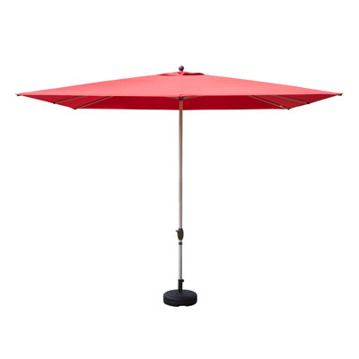 Rectangular Brick Red Patio Umbrella with Crank Lift - UV Resistant Outdoor Market Umbrella for Garden & Dining Table
