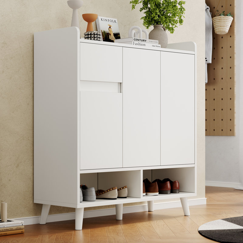 12 Pair Shoe Storage Cabinet, White