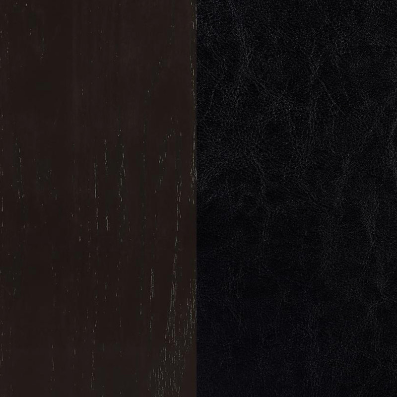 Paire de chaises d'appoint de style transitionnel avec sièges rembourrés noirs, structure en bois d'hévéa, dossier rectangulaire et pieds évasés massifs