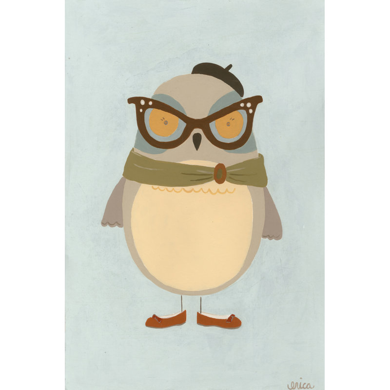 " Hipster Owl I " Painting Print, 12" H x 8" W x 1.25" D