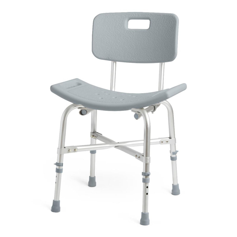 Gray Plastic Bariatric Shower Chair with Backrest and Reinforced Frame