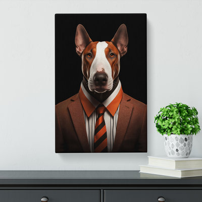 English Bull Terrier Digital Art - Wrapped Canvas