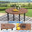 5-Piece Outdoor Dining Set, Round Metal Table With 4 Dark Blue Chairs, Walnut Patio Table With Umbrella Hole For Garden, Yard, Patio-1143367956