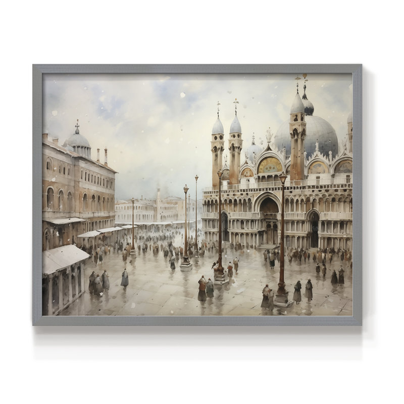 Chirstmas Art-CCCXLIV -Framed Print - Restickable, 16" H x 20" W, Grey