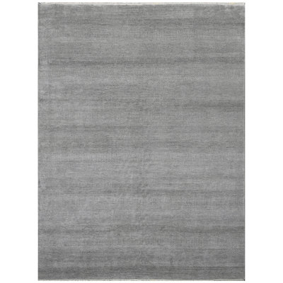 High-Quality Hand-Knotted Silver And Black Area Rug
