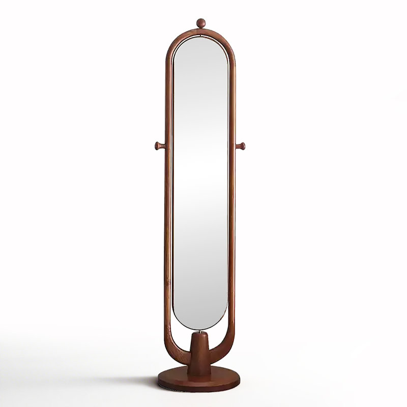 Medieval-Style White Waxwood Frame Rotatable Wall Mirror