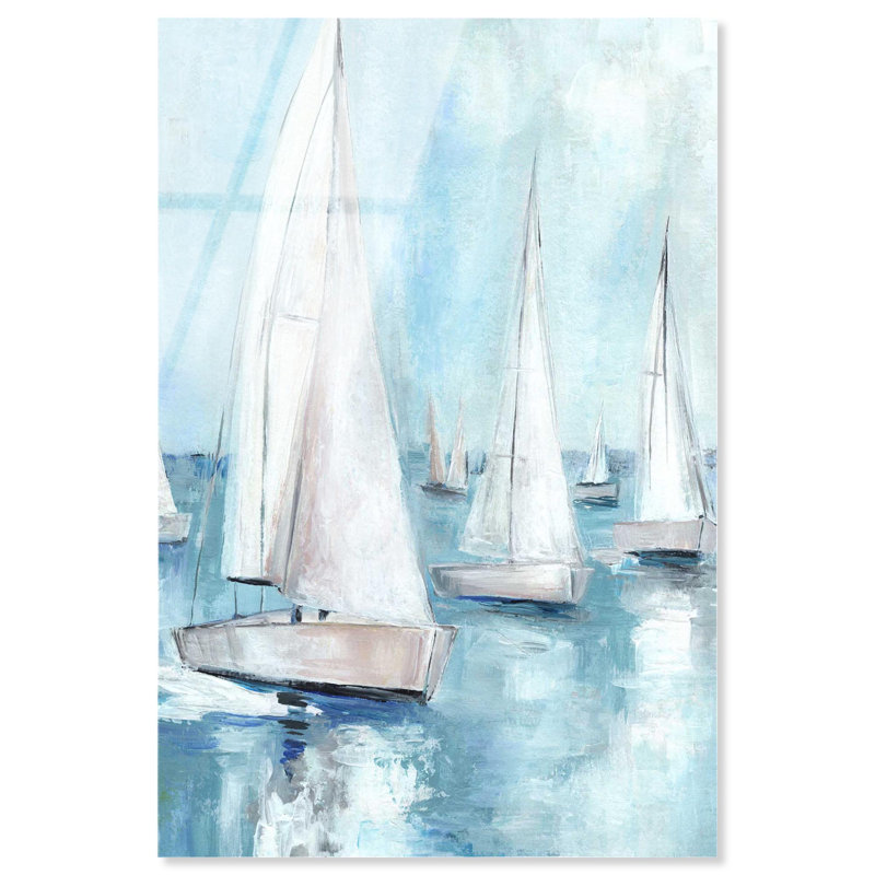 «Boat on a Lake Coastal Bathroom», reproduction d'art par Art Remedy, H 15 po x l 10 po