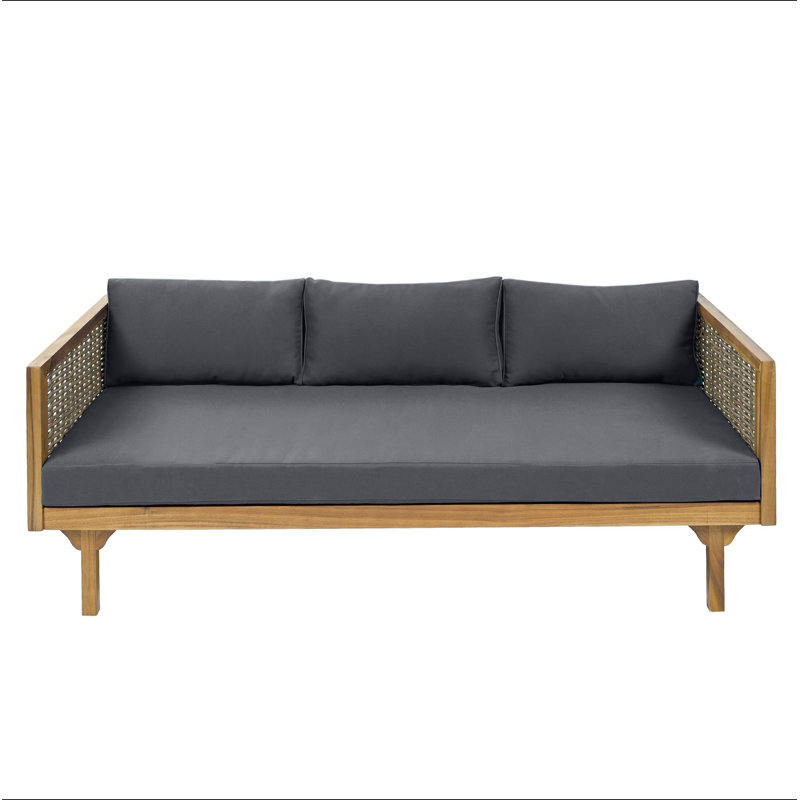 Claremont 3 Seater Daybed With Rattan Arms, Dark Gray