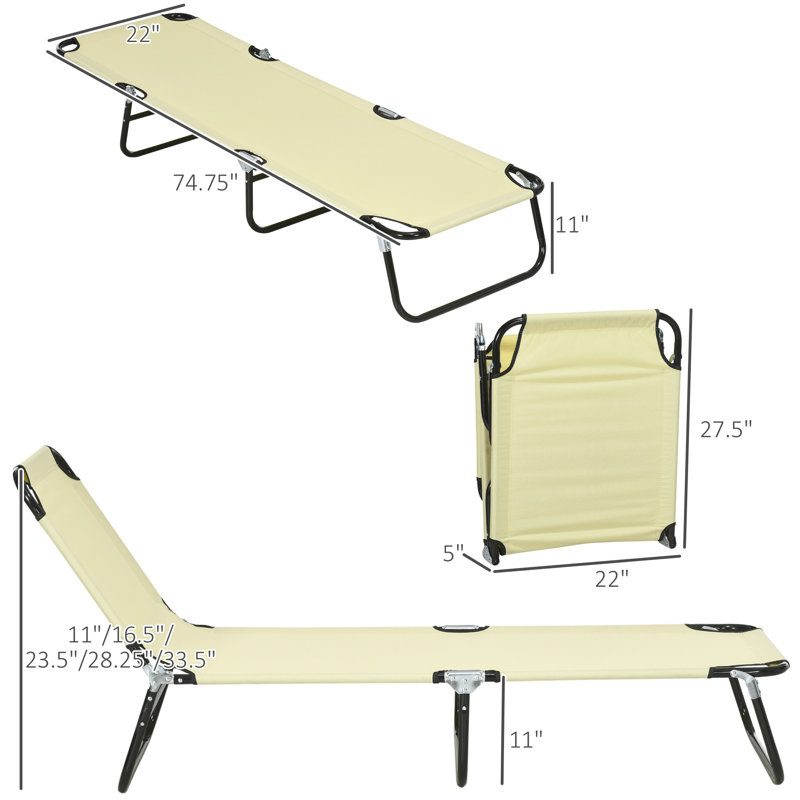 Chaise longue inclinable 74,75 po Jayapura, Beige