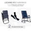 Mobilier de patio extérieur bleu marine avec 2 chaises berçantes et une table, pour le porche, le camping et le balcon