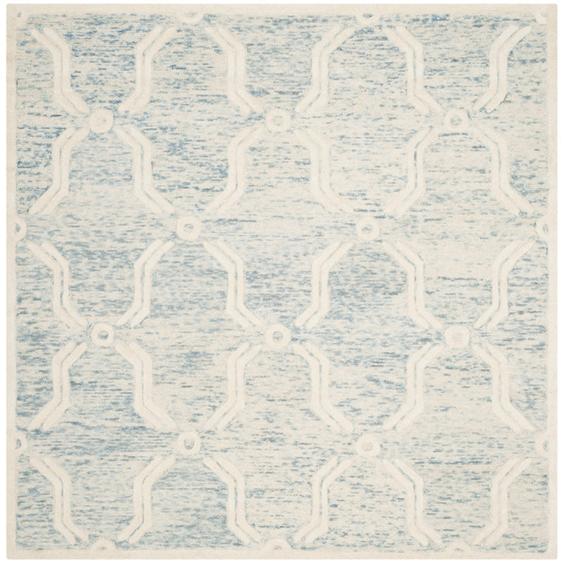 Cannen Hand Tufted Wool Geometric Rug, Square 6'