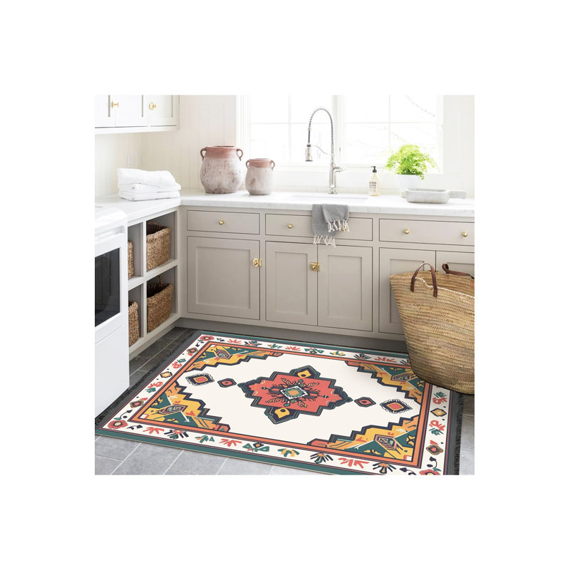Tapis tissé orange traditionnel Mosso, 3'11" x 5'11"