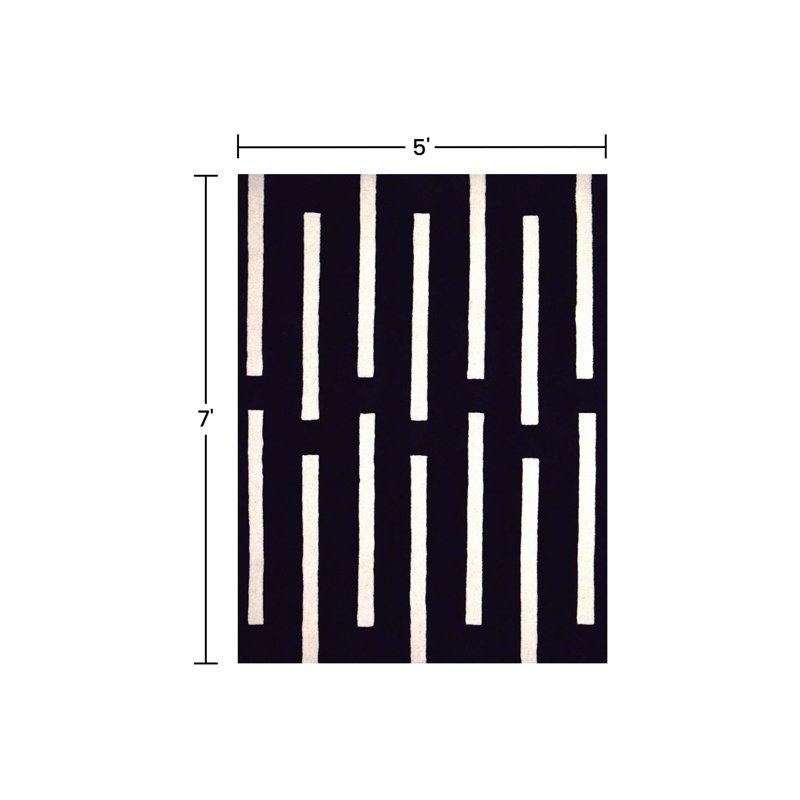 (5 pi x 7 pi) Tapis en laine touffeté à la main avec dossier en latex, tapis antidérapant, Rectangle 5 pi x 7 pi