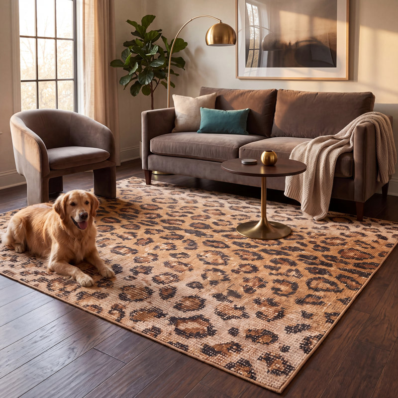 Tapis Dumortierite à motifs animaliers, or, crème, ivoire et noir, antidérapant, à poils courts, pour l'intérieur et l'extérieur, adapté aux animaux domestiques, salon, chambre, salle à manger, entrée, couloir, bureau, lavable