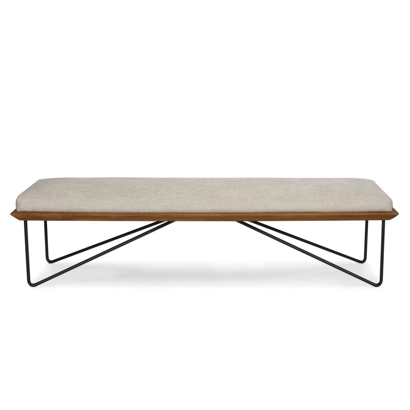 Maxwell Praline Beach Black Solid Teak Iron Hairpin Bench