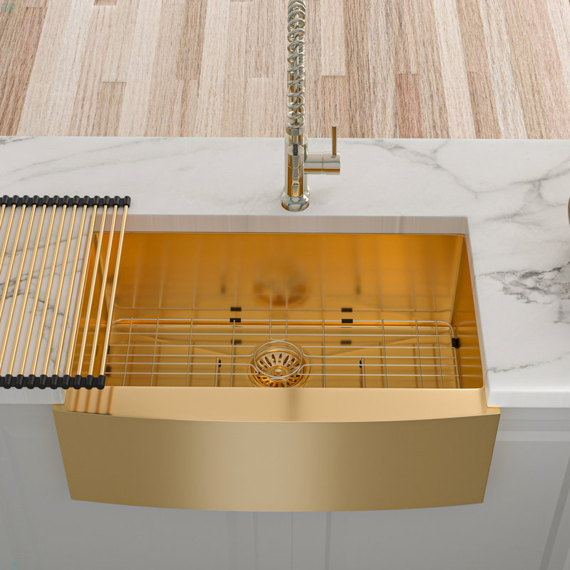 36 Gold Farmhouse Sink - 36 Inch Kitchen Sink Stainless Steel 16 Gauge Apron Front Kitchen Sink