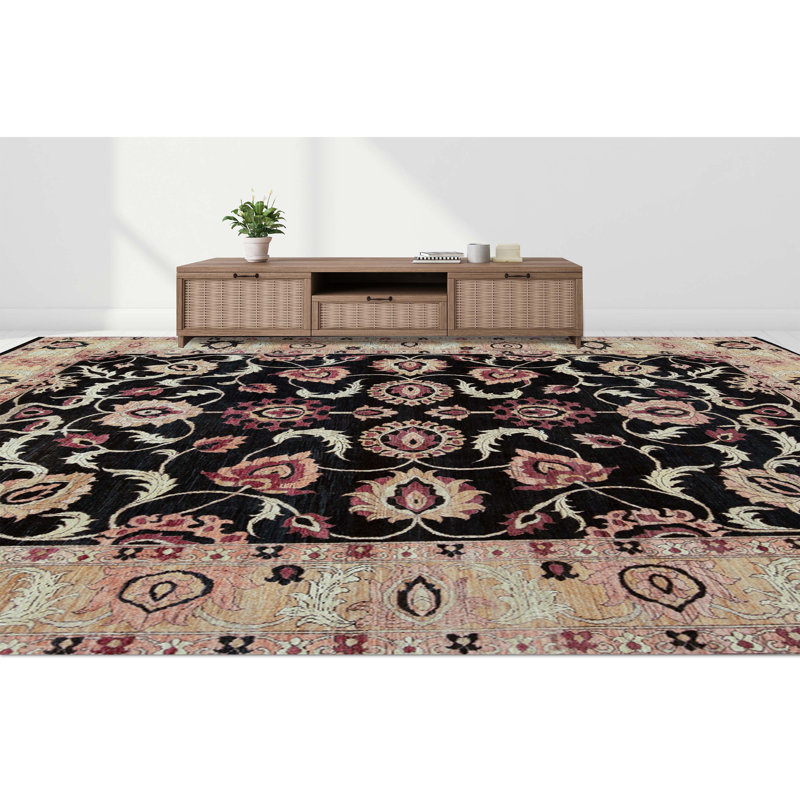 Wool Oriental Area Rug in Black