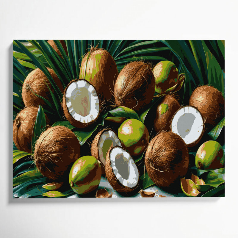 Fruit Coconut Brown Canvas Wall Art, 16" H x 20" W