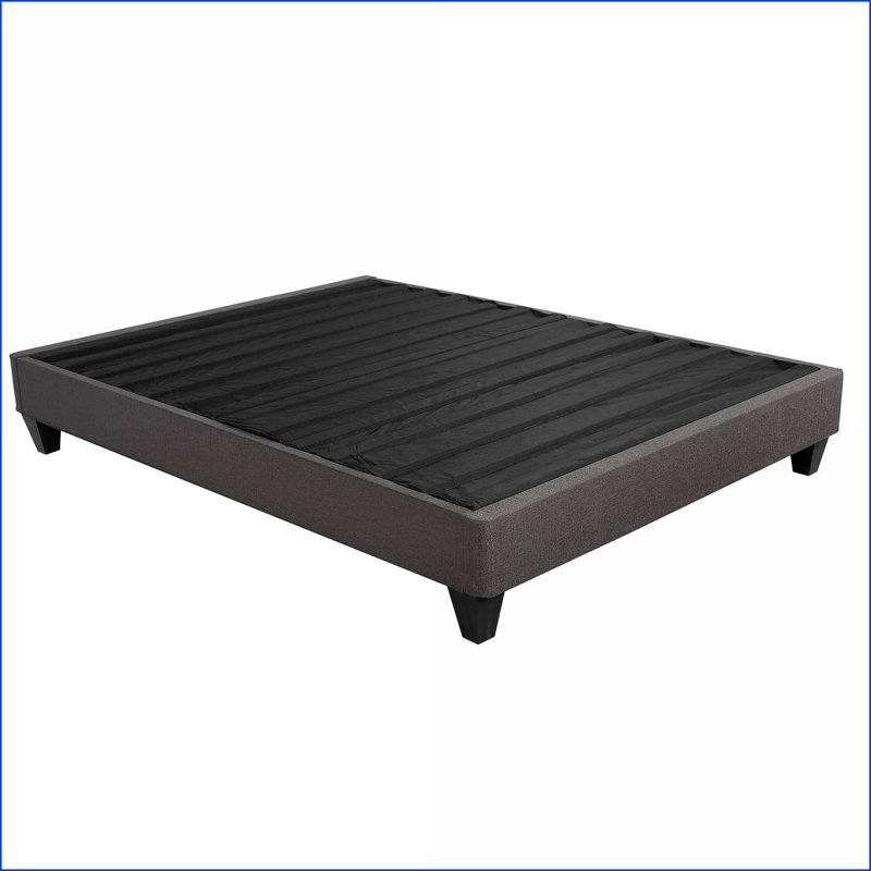 Twin XL Upholstered Platform Bed Frame, Dark Gray Linen Wood Base, No Box Spring Needed