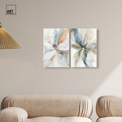 Abstract Wall Art Acrylic Print Blue Abstract Wall Art Set by Art Remedy, Ready to Hang, 24 x 36
