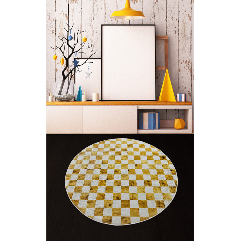Tapis rond élégant, 47,2 pouces, 100% polyester | Poils de 0,16 pouce de hauteur, antibactérien, envers antidérapant | Lavable à la machine, séchage rapide, parfait pour le salon, la chambre à coucher et la salle à manger, design élégant