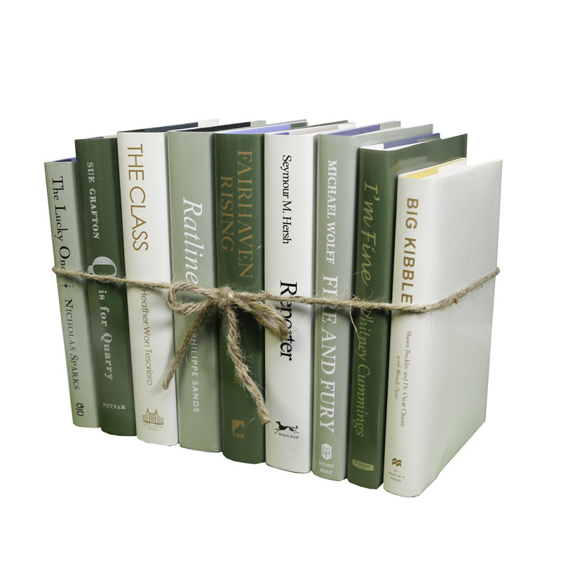 Livres décoratifs - Ensemble de livres pour jaquette crème Ivy - 1 pied de livres verts et crème