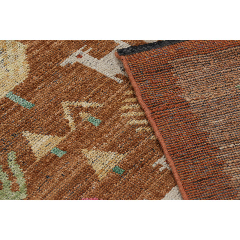 Burano Hand Knotted Wool Geometric Area Rug, Runner 3' x 14'