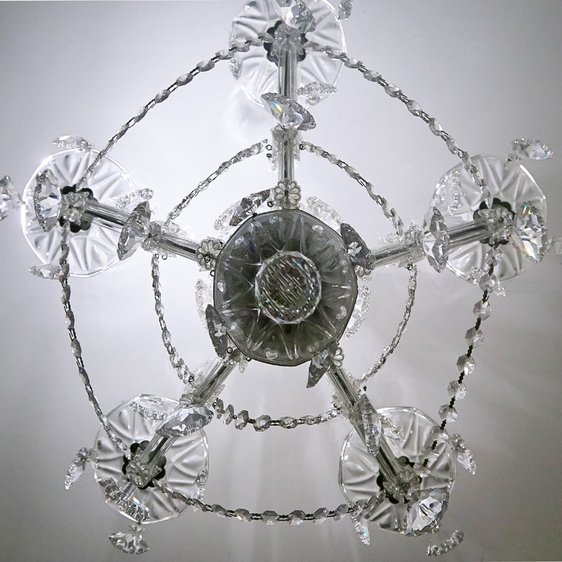Wehr 6 - Light Crystal Classic / Traditional Chandelier, Silver, Mjestic Wood Polish
