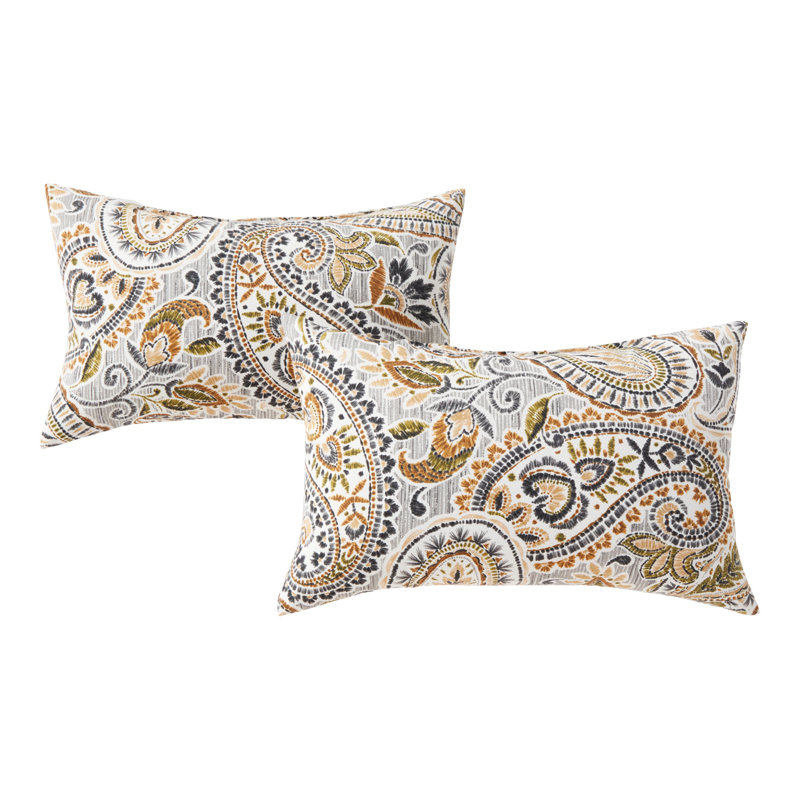 Henrich Indoor/Outdoor Striped Lumbar Pillow, Arctic Paisley