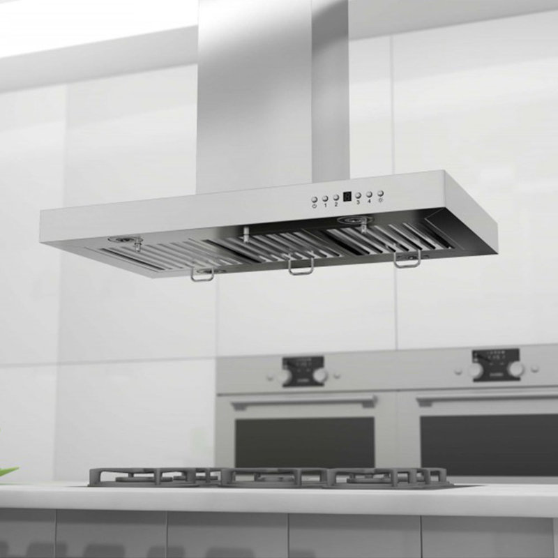 30" 400 CFM Convertible Island Range Hood, Black Stainless Steel, 36"