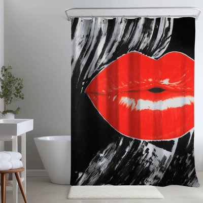 Shower Curtain FI55 – Polyester Shower Curtain, Dye Sublimation Print, 71" W × 74" L