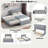Twin Size Upholstered Platform Bed with Trundle, Trundle Can Be Flat or Raised, Space-Saving Design, Gray-649852984