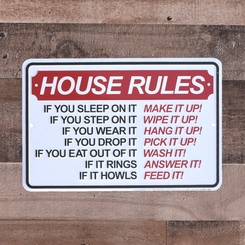 Drôle de métal House Rules If You Porter It Hang Up Sign Living Room Wall Art Kitchen Home Decor
