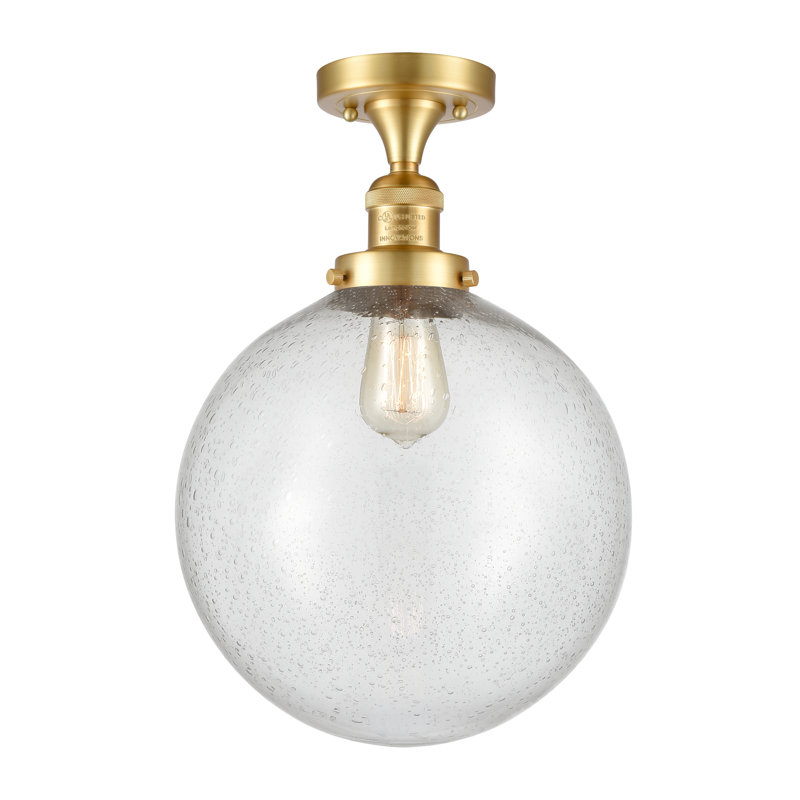 Brislington Glass Semi Flush Mount, LED, Seedy, Satin Gold
