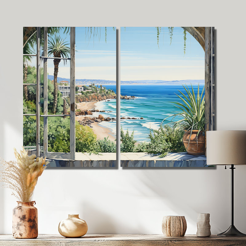 Grande décoration murale bord de mer avec vue tropicale I, H 36 po x l 48 po, Toile tendue, Ne s’applique pas