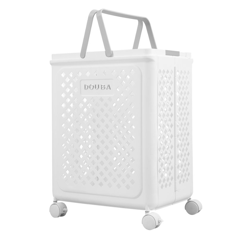Plastic Laundry Basket with Handles, 49cm H x 36cm W x 28cm D, White