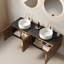 Meuble-lavabo mural avec portes et lavabos flottants-196150416