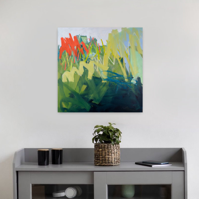 Force de la nature, paysage abstrait vert, art naturel, H 18 po x l 18 po