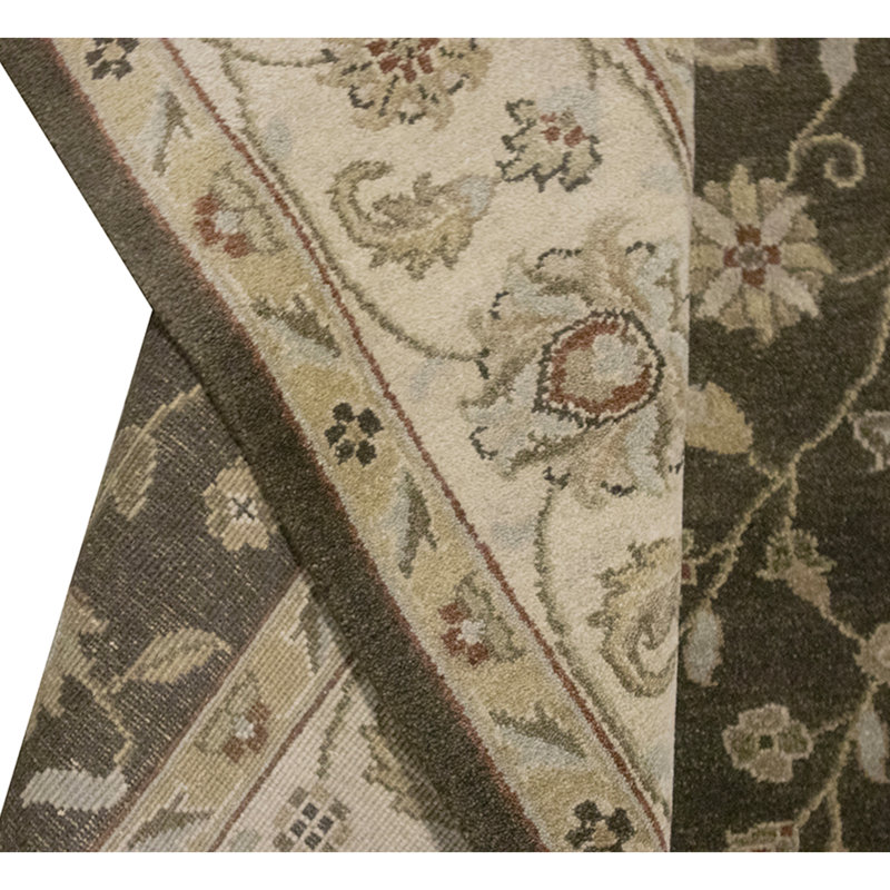Tapis brun et beige de haute qualité noué à la main