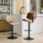 Walnut Bentwood Bar Stools Mid Century Modern Adjustable Counter Height Leather Upholstered 360°Swivel Bar Chairs For Kitchen Island/Dining Room/Cafe, Beige, Set Of 2-885147499-885147498