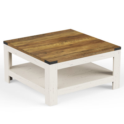 Zara Square Coffee Table With 2-tier Storage Shelves