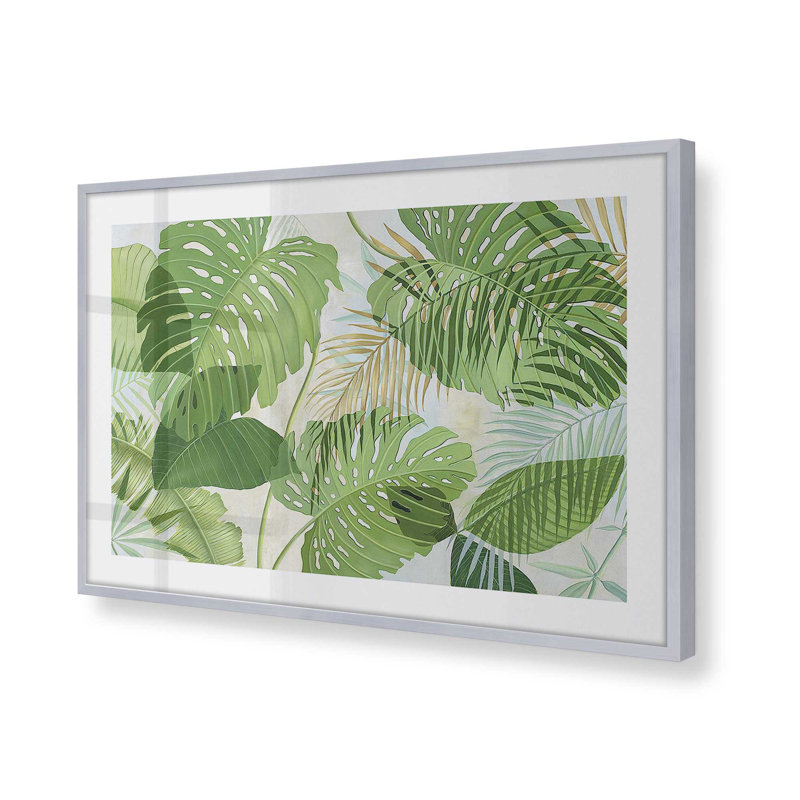 «Tropical Jade Oasis» encadré sur papier par Max Maxx Print, Chrome poli, H 13,25 po x l 17,25 po x P 1,25 po