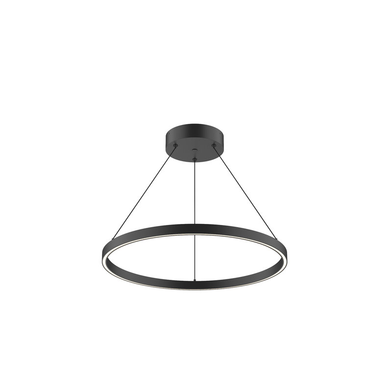 Luminaire suspendu unique à 1 lumière Cerchio, Noir, H 1,375 po x l 23,625 po x P 23,625 po