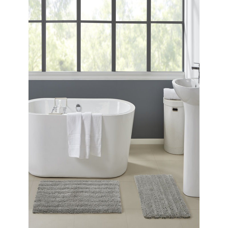 Genieve Cotton Blend Bath Rug, Silver