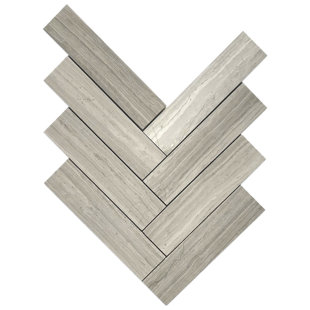 Wooden Gray Herringbone Honed Mosaic 2×8