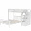 Lit mezzanine simple au-dessus d'un lit double avec escalier, blanc