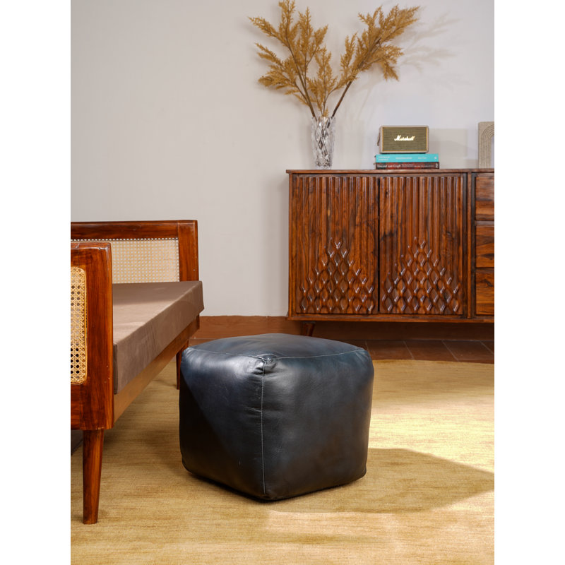 POUF GRIS EN CUIR FABRIQUÉ À LA MAIN ÉCRÉABLE À LA MAIN EN CAOUTCHOUC FABRIQUÉ À LA MAIN - de forme carrée, de couleur grise, de couleur unie, en cuir Buffalo Genunie, en coton recyclé, rembourré pour le salon, la salle d'étude, Patio et bureau