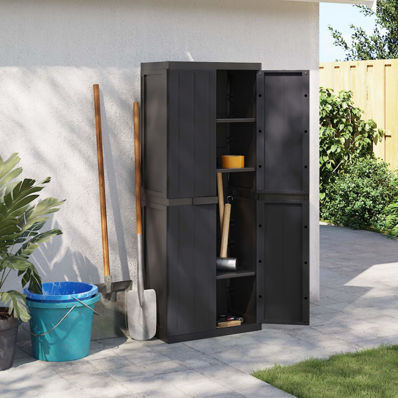 1 Piece Plastic Single Storage Cabinet - 165 cm H x 65 cm W x 37 cm D, Black