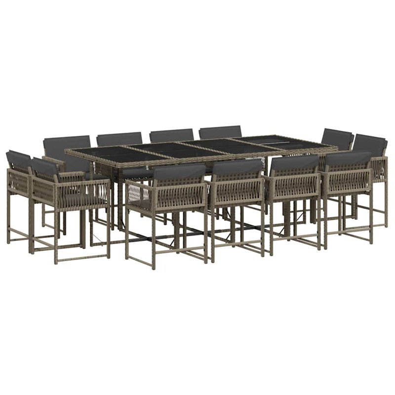 Patio Dining Set Table,, Grey, 73cm H x 220cm W x 106cm D, Grey