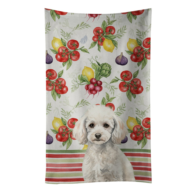 Serviette de cuisine miniature caniche, Miniature White Poodle